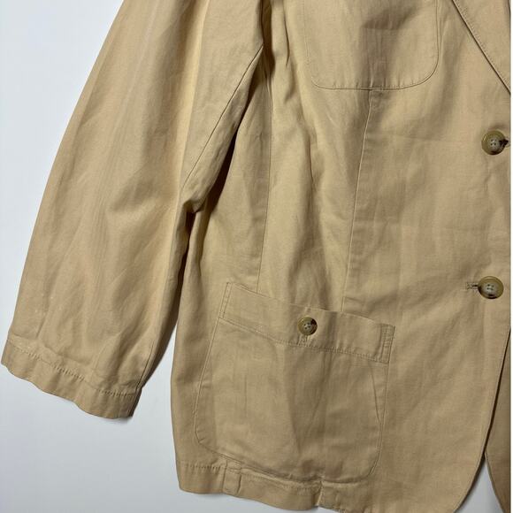 Lauren Ralph Lauren Cotton Linen Safari Blazer Jacket Sz 20W Tan Pockets Neutral - Picture 3 of 12